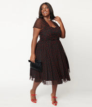 Load image into Gallery viewer, Black & Red Hearts Garden State Swing Dress