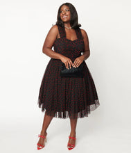 Load image into Gallery viewer, Black & Red Hearts Garden State Swing Dress