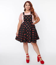 Load image into Gallery viewer, Black & Red Hearts Brionne Pinafore Skirt