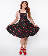Load image into Gallery viewer, Black & Red Hearts Brionne Pinafore Skirt