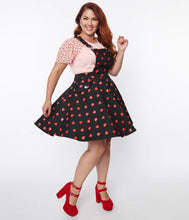 Load image into Gallery viewer, Black & Red Hearts Brionne Pinafore Skirt