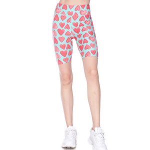 Heart Print High Waist Biker Shorts