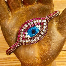 Load image into Gallery viewer, Pink Evil Eye Crystal Bracelet