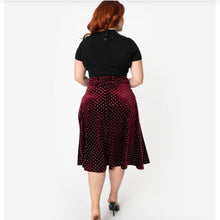 Load image into Gallery viewer, Velvet Wine and Silver Polka Dot Vivian Skirt