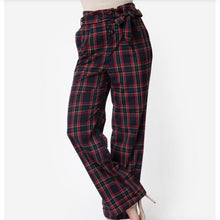 Load image into Gallery viewer, Red and Black Plaid Paper Bag Pants- LAST ONE!