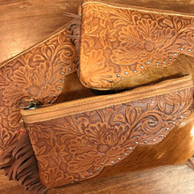 Load image into Gallery viewer, Brown Mini Leather Fringe Zip Top Purse
