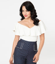 Load image into Gallery viewer, Ivory Ruffle Frenchie Knit Top