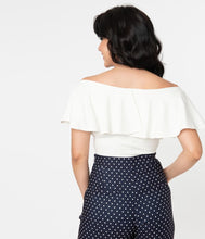 Load image into Gallery viewer, Ivory Ruffle Frenchie Knit Top