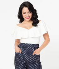 Load image into Gallery viewer, Ivory Ruffle Frenchie Knit Top