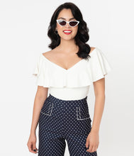Load image into Gallery viewer, Ivory Ruffle Frenchie Knit Top