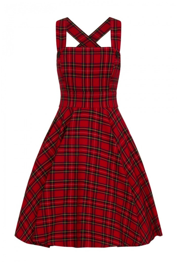 red check pinafore dress Red Tartan Check Pinafore Dress | MISSTRUTH