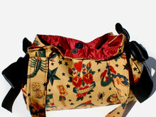 Load image into Gallery viewer, Vintage Skeletons and Roses Tattoo Art Purse