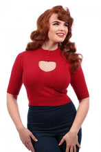 Load image into Gallery viewer, Shirley Red Button Keyhole Cropped Jumper