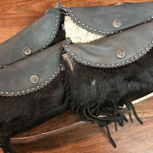 Load image into Gallery viewer, Black Mini Leather Fringe Flip Top Purse