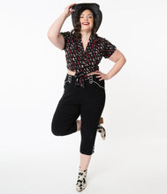 Load image into Gallery viewer, Black Western Clementine Capri Pants