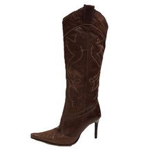 Load image into Gallery viewer, Brown Knee High Cowboy Boots