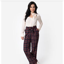 Load image into Gallery viewer, Red and Black Plaid Paper Bag Pants- LAST ONE!
