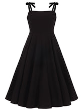 Load image into Gallery viewer, Noelle Black Shoulder Bow Swing Dress