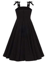 Load image into Gallery viewer, Noelle Black Shoulder Bow Swing Dress