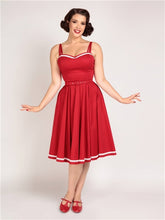 Load image into Gallery viewer, Nova Red with White Heart Trim Swing Dress