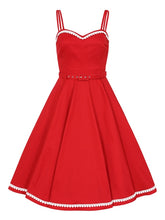 Load image into Gallery viewer, Nova Red with White Heart Trim Swing Dress
