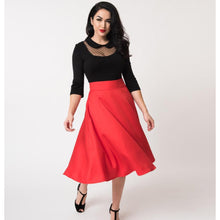Load image into Gallery viewer, Red Vivian Swing Skirt- Size Large Last One!