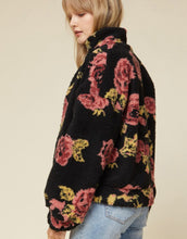 Load image into Gallery viewer, Black Floral Sherpa CottageCore Jacket