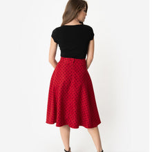 Load image into Gallery viewer, Red and Black Polka Dot Vivian Swing Skirt- Plus Size