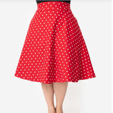 Load image into Gallery viewer, Red and White Polka Dot High Waist Vivian Skirt- Plus Size