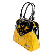 Load image into Gallery viewer, Gold and Black Nokturnal Bat Bowler Purse