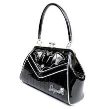 Load image into Gallery viewer, Silver and Black Nokturnal Bat Kisslock Purse