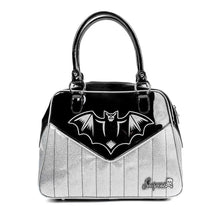 Load image into Gallery viewer, Silver and Black Nokturnal Bat Bowler Purse