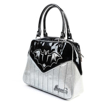 Load image into Gallery viewer, Silver and Black Nokturnal Bat Bowler Purse