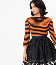 Load image into Gallery viewer, Black and Orange Stripe Knit Three-Quarter Sleeve Gracie Top