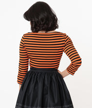 Load image into Gallery viewer, Black and Orange Stripe Knit Three-Quarter Sleeve Gracie Top