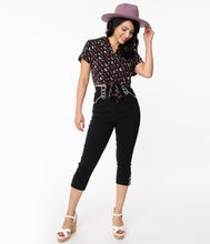 Load image into Gallery viewer, Black Western Clementine Capri Pants
