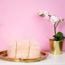 Load image into Gallery viewer, Pink Furry Feather Clutch