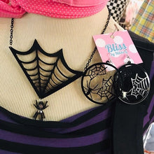 Load image into Gallery viewer, Spider and Web Acrylic Statement Necklace