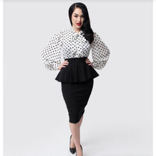 Load image into Gallery viewer, Black Peplum Boulevard Pencil Skirt