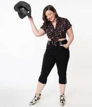 Load image into Gallery viewer, Black Western Clementine Capri Pants