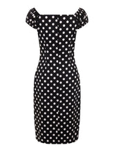 Load image into Gallery viewer, Dolores Black and White Polka Dot Pencil Dress