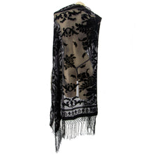 Load image into Gallery viewer, Asteria Black Velvet Floral Burnout Square Shawl
