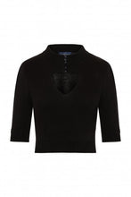 Load image into Gallery viewer, Shirley Black Button Keyhole Cropped Jumper- LAST ONE!