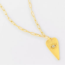 Load image into Gallery viewer, Matte Gold Evil Eye in Heart Pendant Necklace