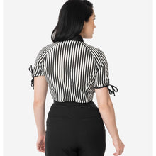 Load image into Gallery viewer, Black and White Stripe Bow Tie Chita Top- LAST ONE!
