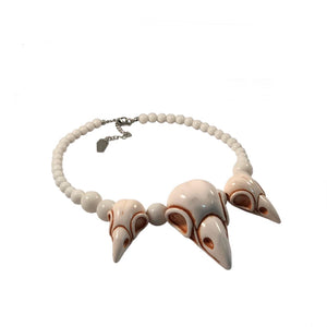Corvid Skull Acrylic Necklace- Bone White