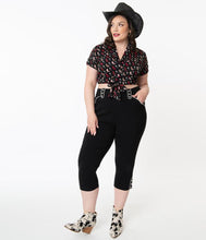 Load image into Gallery viewer, Black Western Clementine Capri Pants