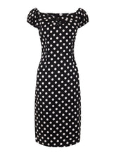 Load image into Gallery viewer, Dolores Black and White Polka Dot Pencil Dress