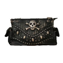 Load image into Gallery viewer, Black Skull Embossed Shoulder Bag