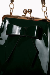 Green Classic Retro Bow Kisslock Handbag